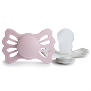 FRIGG Lucky - Symmetrical Silicone 2-Pack Pacifiers - Primrose/Silver Gray - Size 2